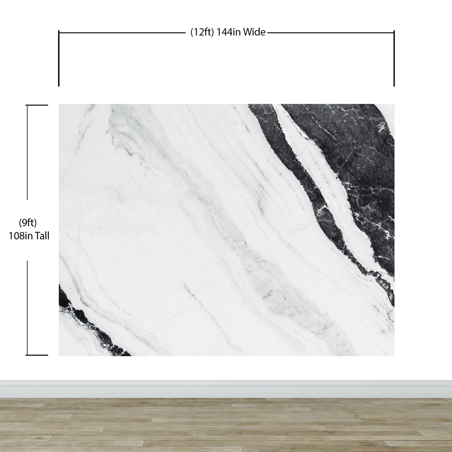 Black and White Marble Stone Granite Slate Wall Mural. Peel and Stick. #6273