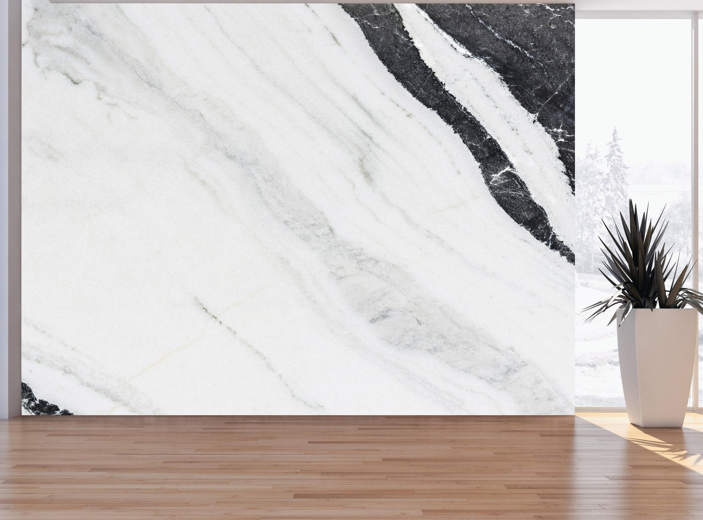 Black and White Marble Stone Granite Slate Wall Mural. Peel and Stick. #6273