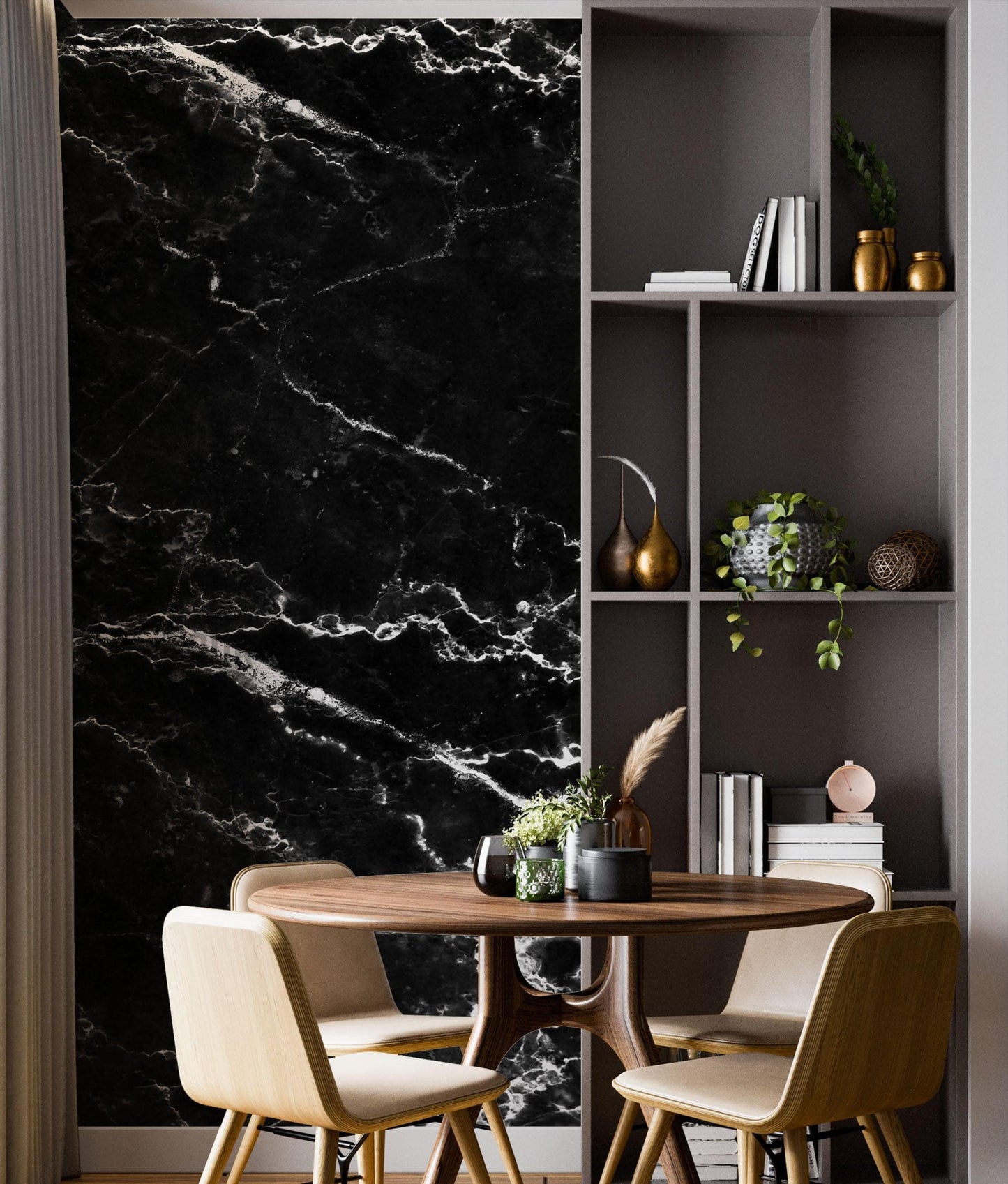 Black Marble Stone Granite Slate Peel and Stick Wallpaper | Removable Wall Mural #6274