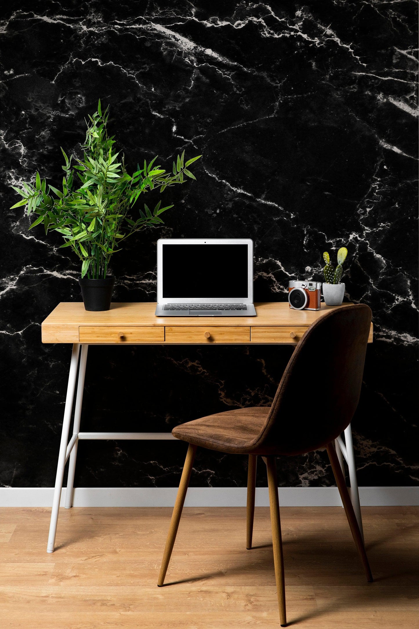 Black Marble Stone Granite Slate Peel and Stick Wallpaper | Removable Wall Mural #6274