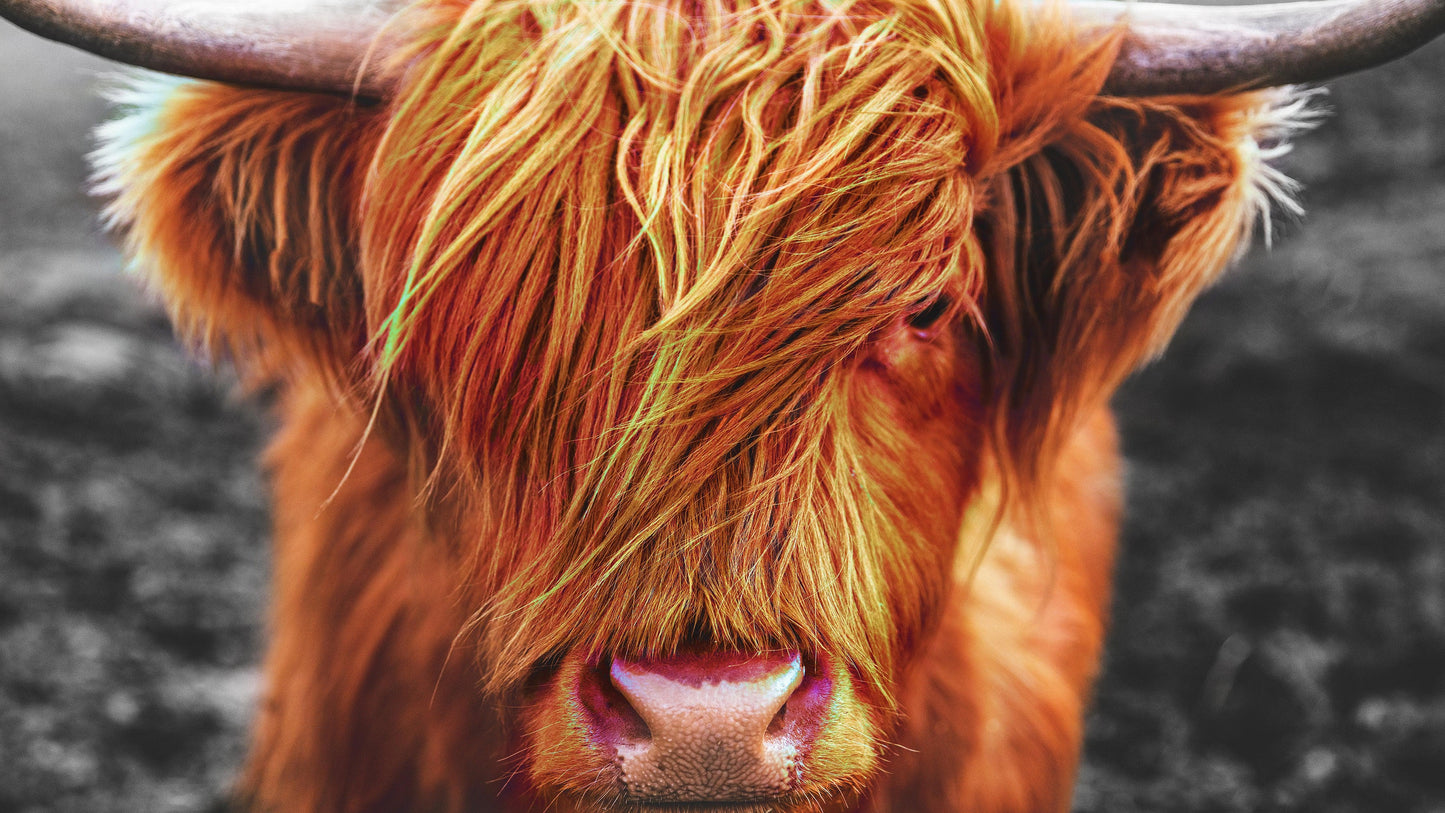 Highland Cow Cattle Head Wall Mural - Farmhouse Charm for Your Home. #6279