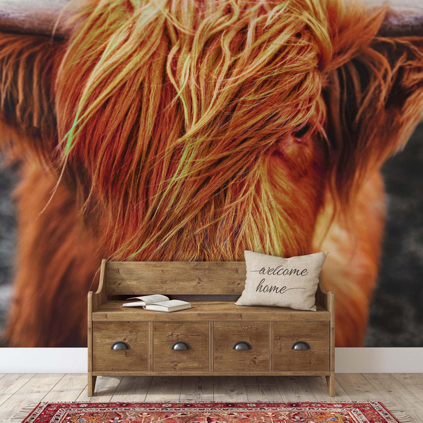 Highland Cow Cattle Head Wall Mural - Farmhouse Charm for Your Home. #6279