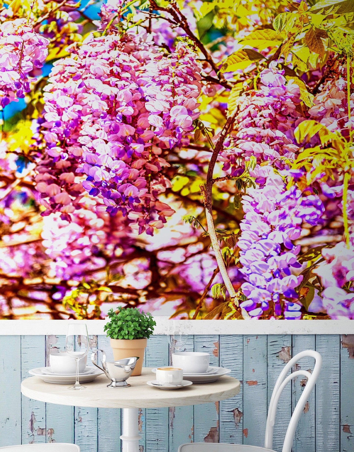 Colorful Purple Wisteria Flower Wall Mural. Peel and Stick Wallpaper. #6307