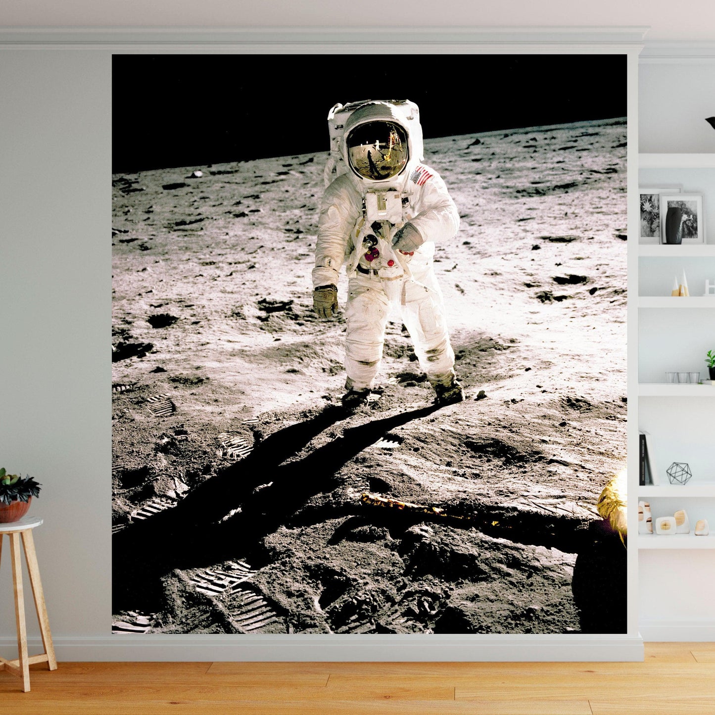 Astronaut on the Moon Wall Mural. Space Theme Decor. #6317