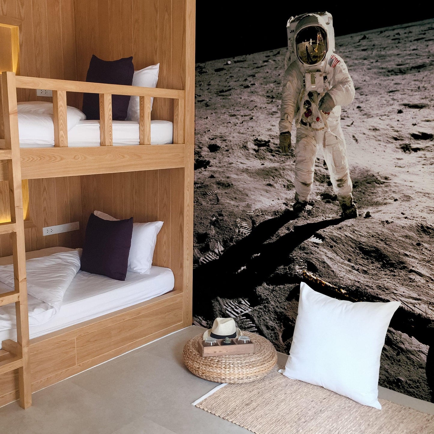 Astronaut on the Moon Wall Mural. Space Theme Decor. #6317