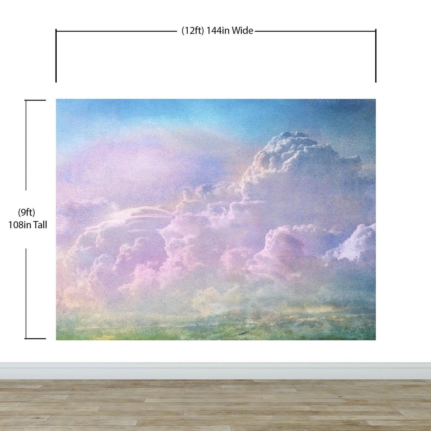 Cloudy Sky View Wall Mural. Abstract Grunge, Scratches and Grainy Design. Peel and Stick Wallpaper. #6326