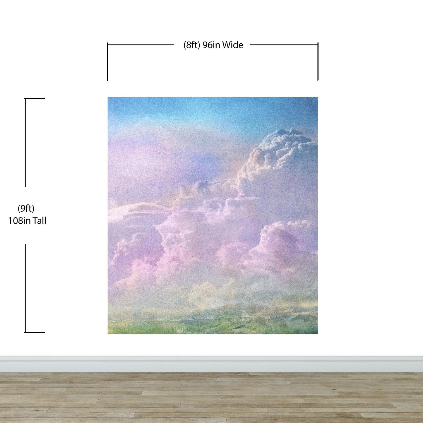 Cloudy Sky View Wall Mural. Abstract Grunge, Scratches and Grainy Design. Peel and Stick Wallpaper. #6326