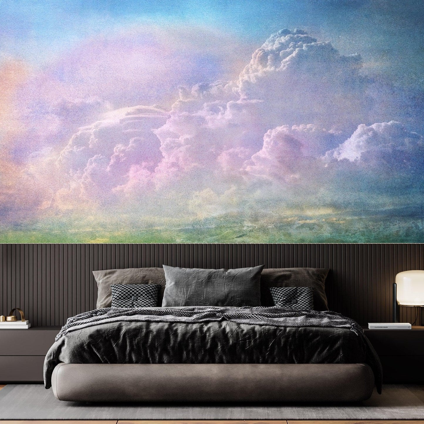 Cloudy Sky View Wall Mural. Abstract Grunge, Scratches and Grainy Design. Peel and Stick Wallpaper. #6326