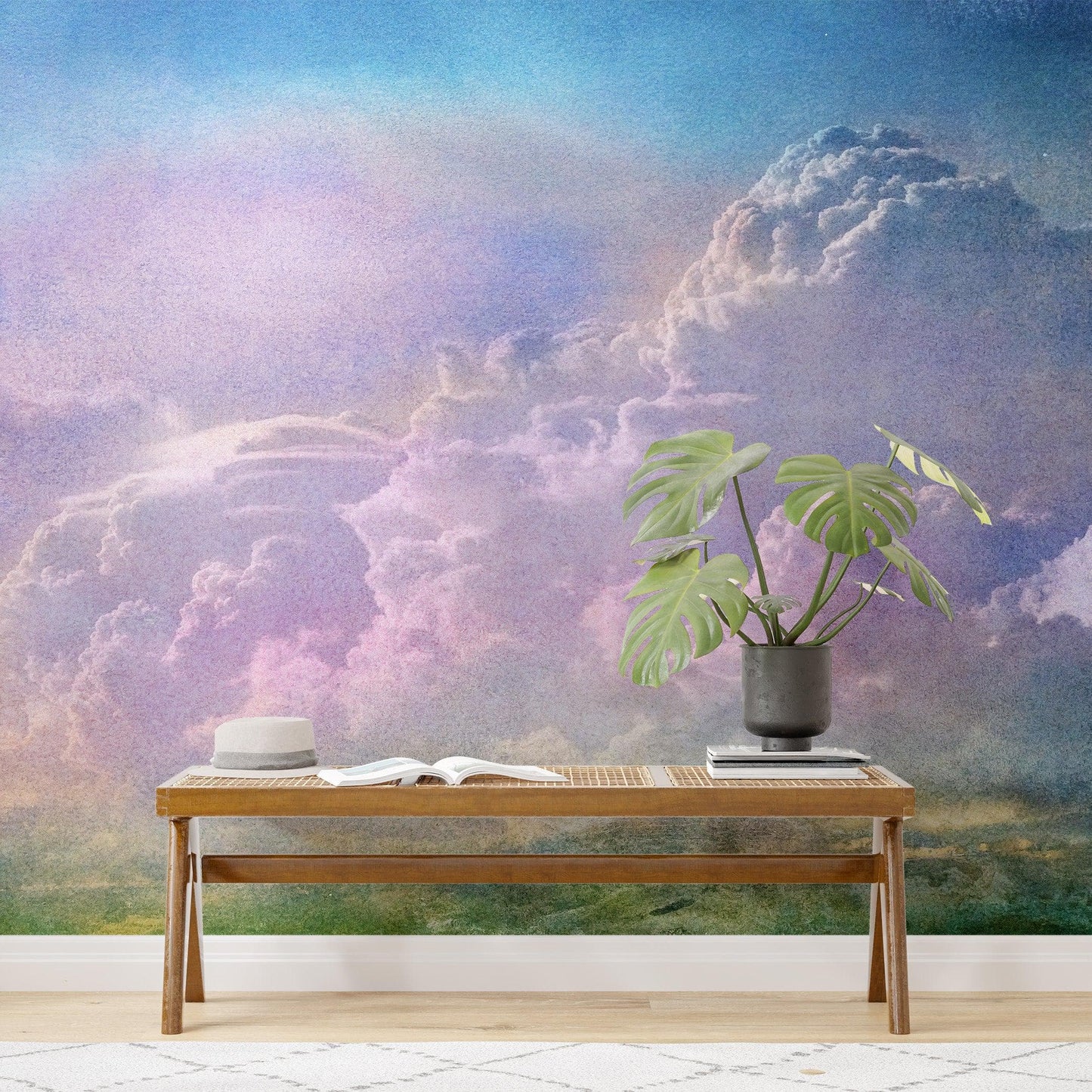 Cloudy Sky View Wall Mural. Abstract Grunge, Scratches and Grainy Design. Peel and Stick Wallpaper. #6326