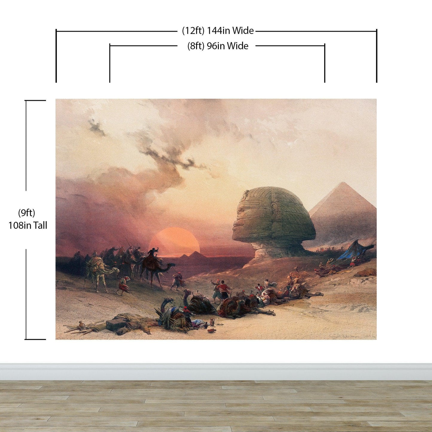 Ancient Egypt Pyramids Wall Mural. Approach of the Simoom Desert of Gizeh illustration by David Roberts. #6343