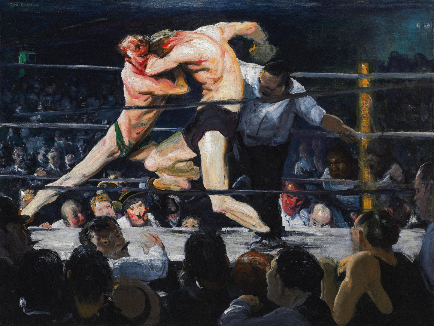 Boxing Match Painting Artwork Wall Mural. Stag at Sharkey's (1909) painting by George Wesley Bellows. #6353