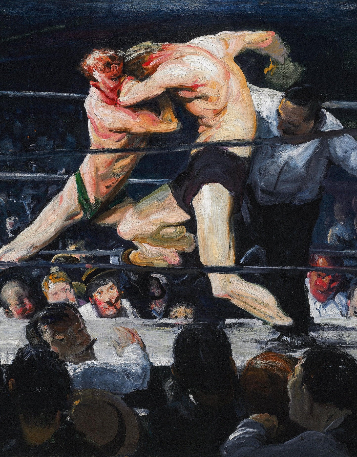 Boxing Match Painting Artwork Wall Mural. Stag at Sharkey's (1909) painting by George Wesley Bellows. #6353