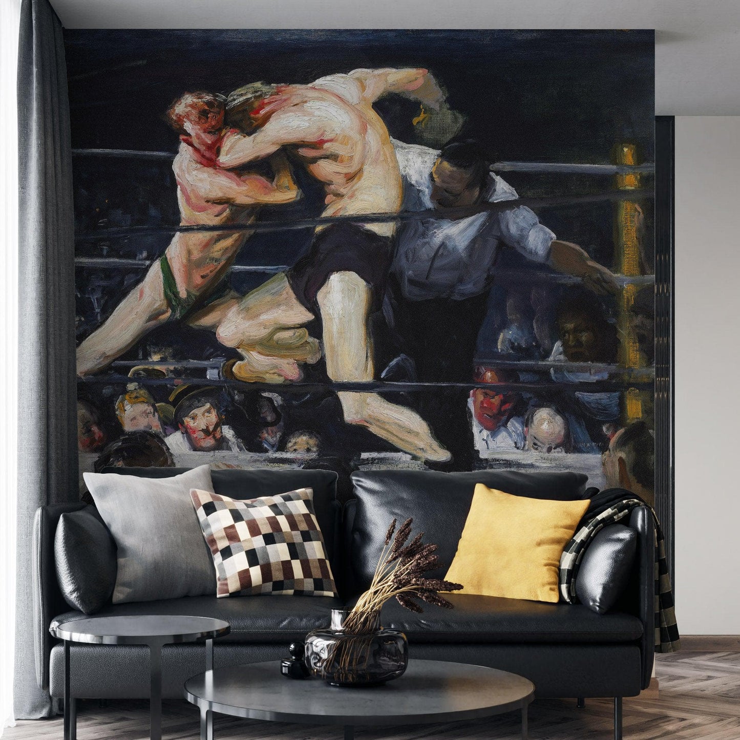 Boxing Match Painting Artwork Wall Mural. Stag at Sharkey's (1909) painting by George Wesley Bellows. #6353