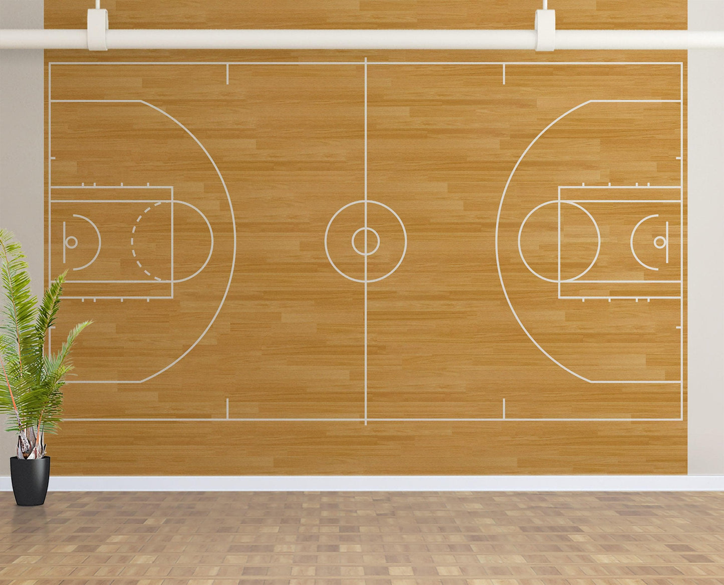 Basketball Court Hardwood Pattern Wall Mural. #6361