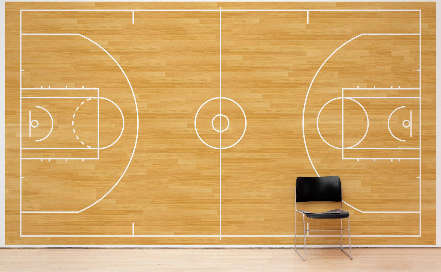 Basketball Court Hardwood Pattern Wall Mural. #6361