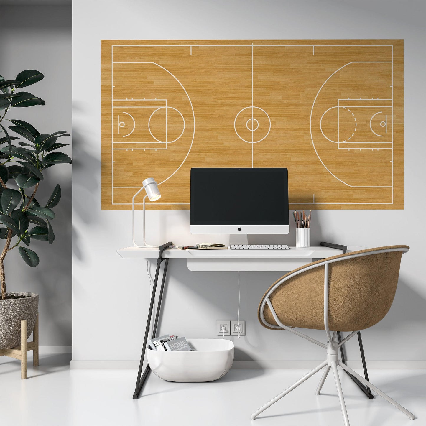 Basketball Court Hardwood Pattern Wall Mural. #6361