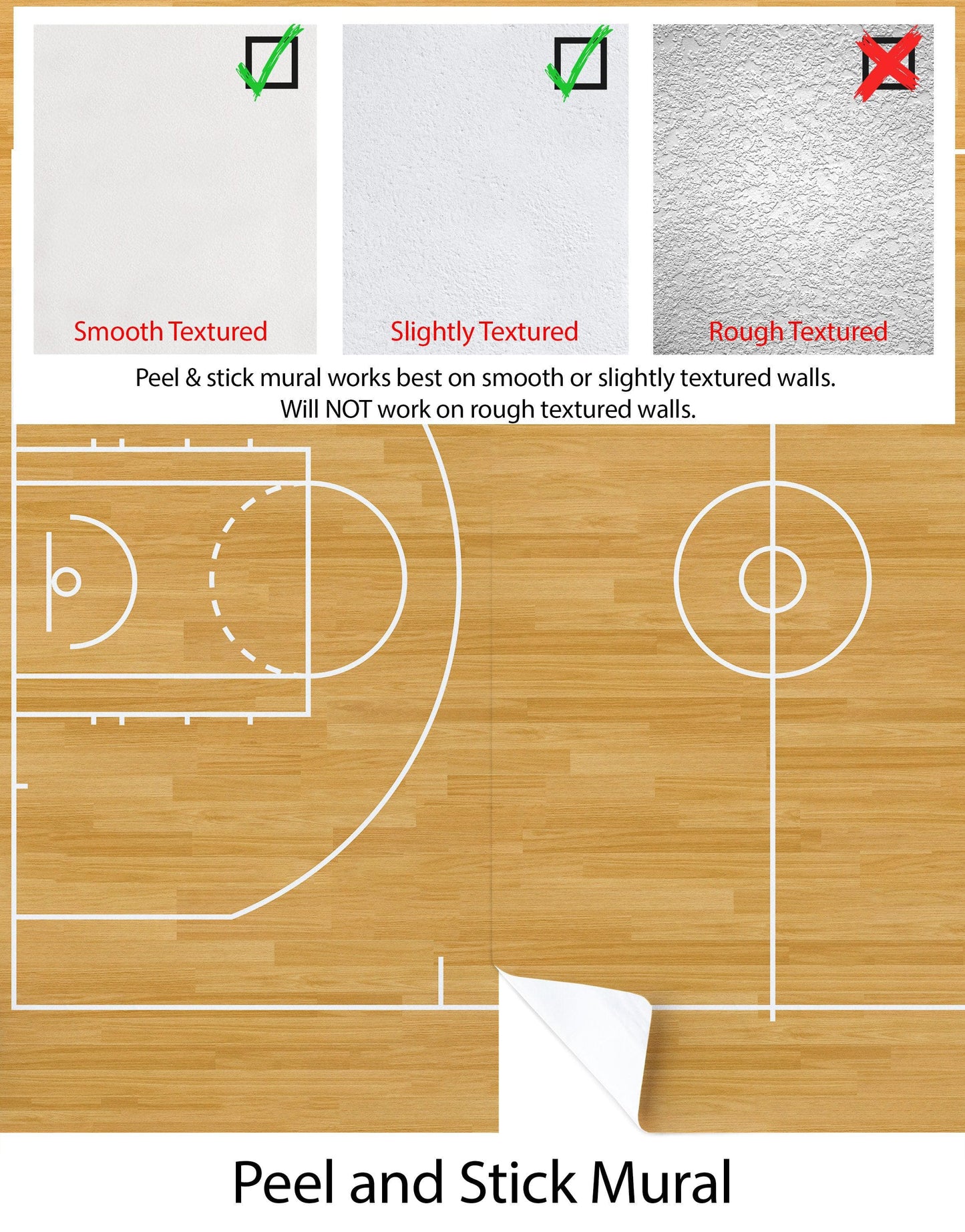 Basketball Court Hardwood Pattern Wall Mural. #6361