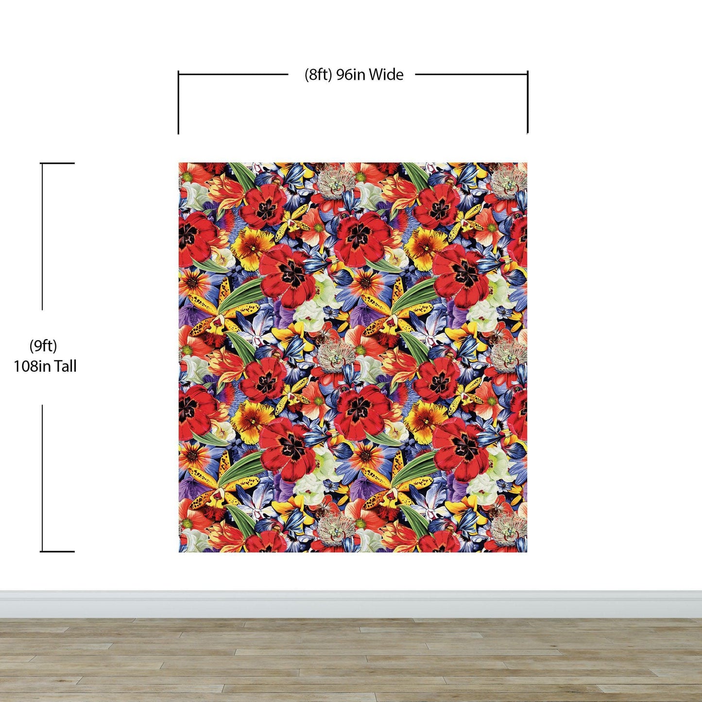 Colorful Blooming Flower Wall Mural. Tropical Floral Design Pattern Peel and Stick Wallpaper. #6370