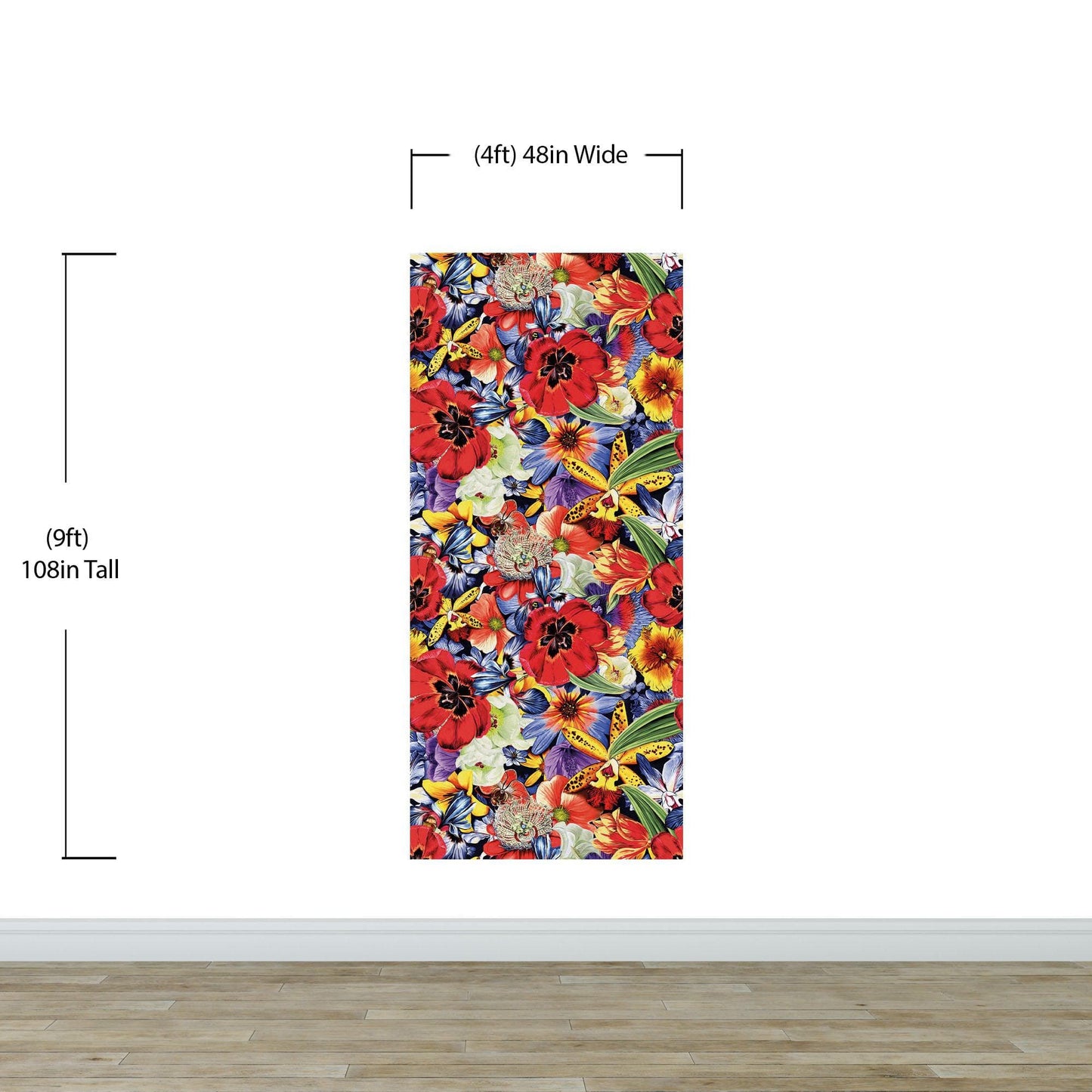 Colorful Blooming Flower Wall Mural. Tropical Floral Design Pattern Peel and Stick Wallpaper. #6370