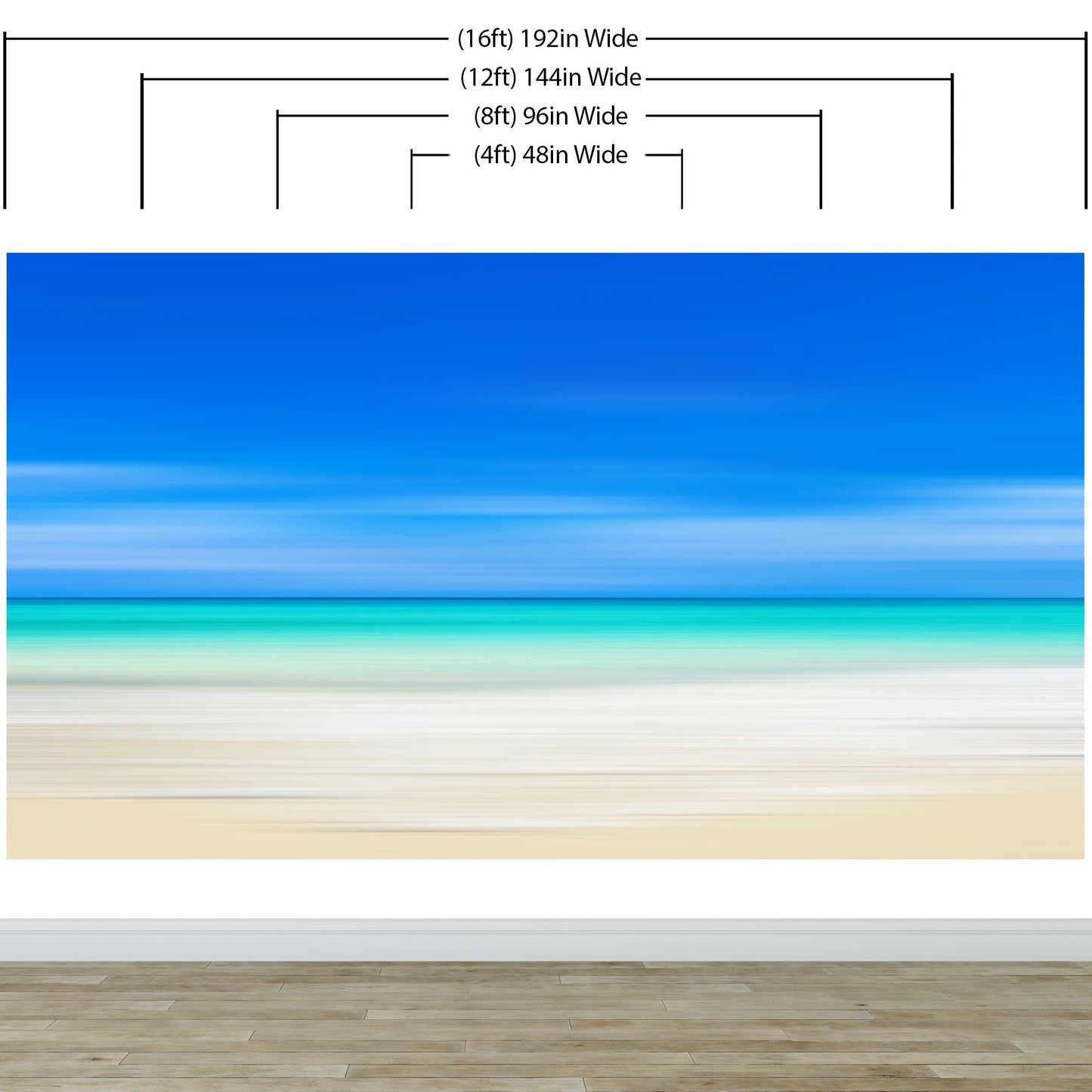 Tropical Beach Wall Mural. Abstract Blur View of Coastline Peel and Stick Wallpaper. #6389