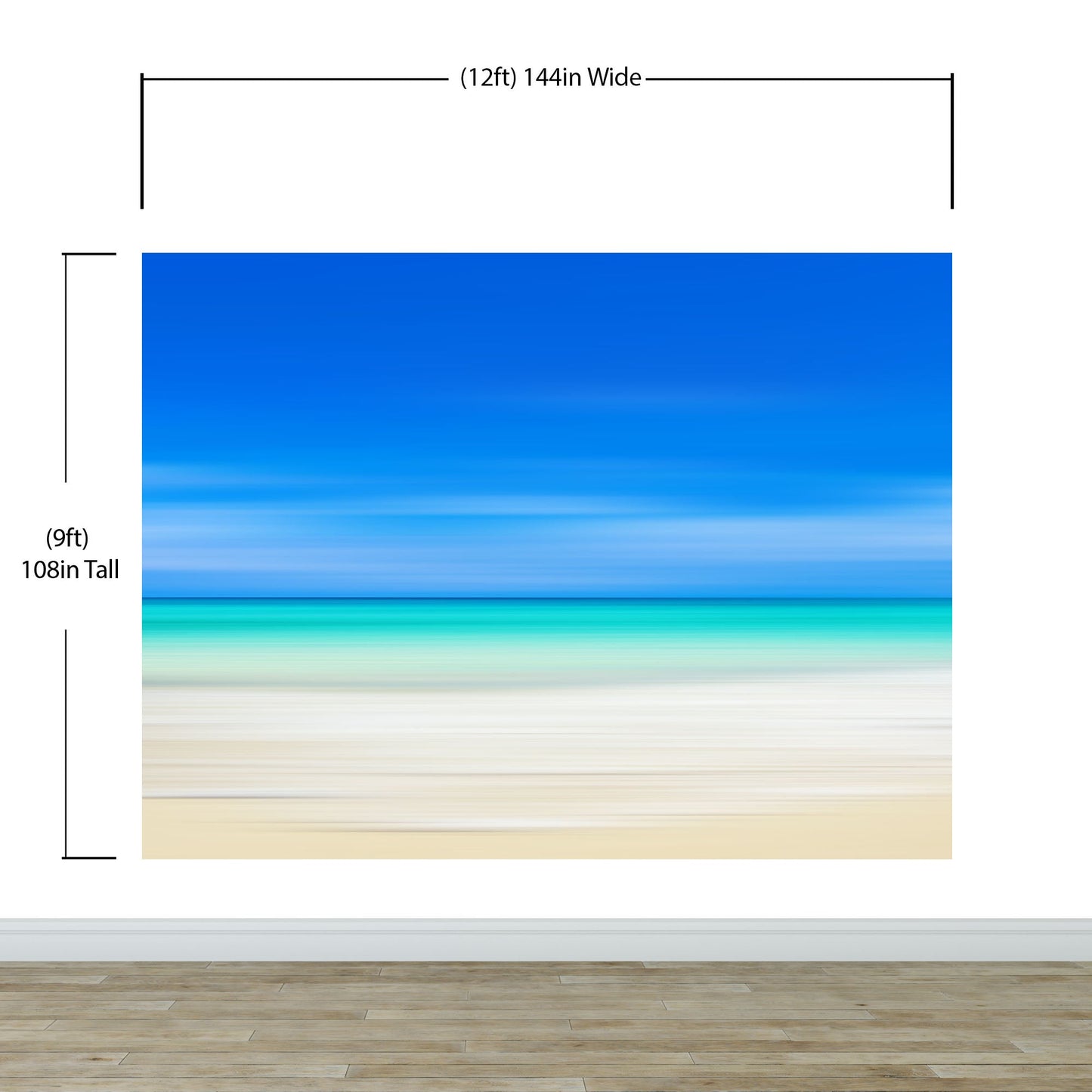 Tropical Beach Wall Mural. Abstract Blur View of Coastline Peel and Stick Wallpaper. #6389