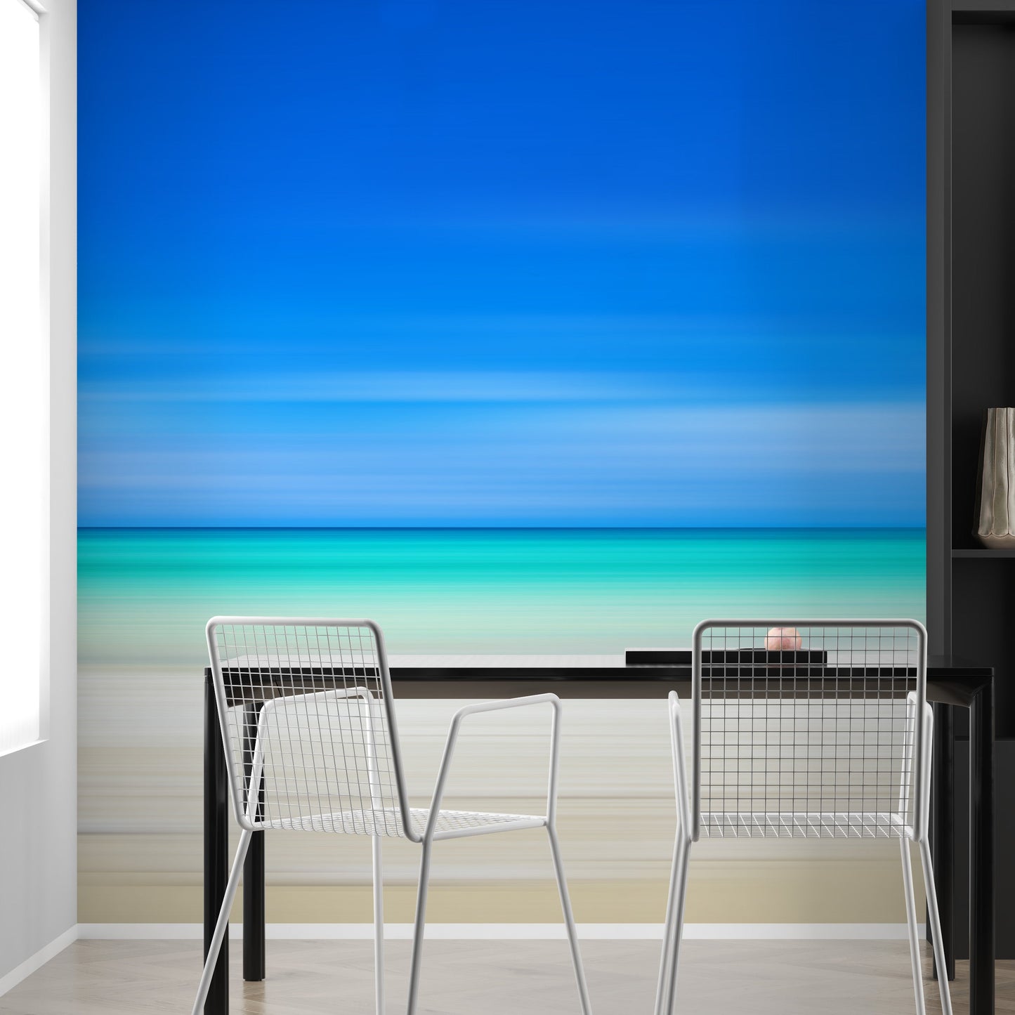 Tropical Beach Wall Mural. Abstract Blur View of Coastline Peel and Stick Wallpaper. #6389