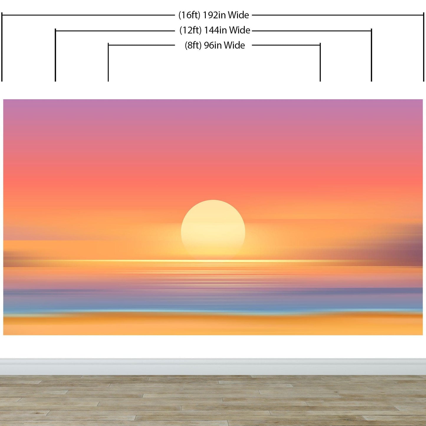 Orange Sunset Over Beach Wall Mural. Blurred Abstract Sunset Over Coastline. #6393