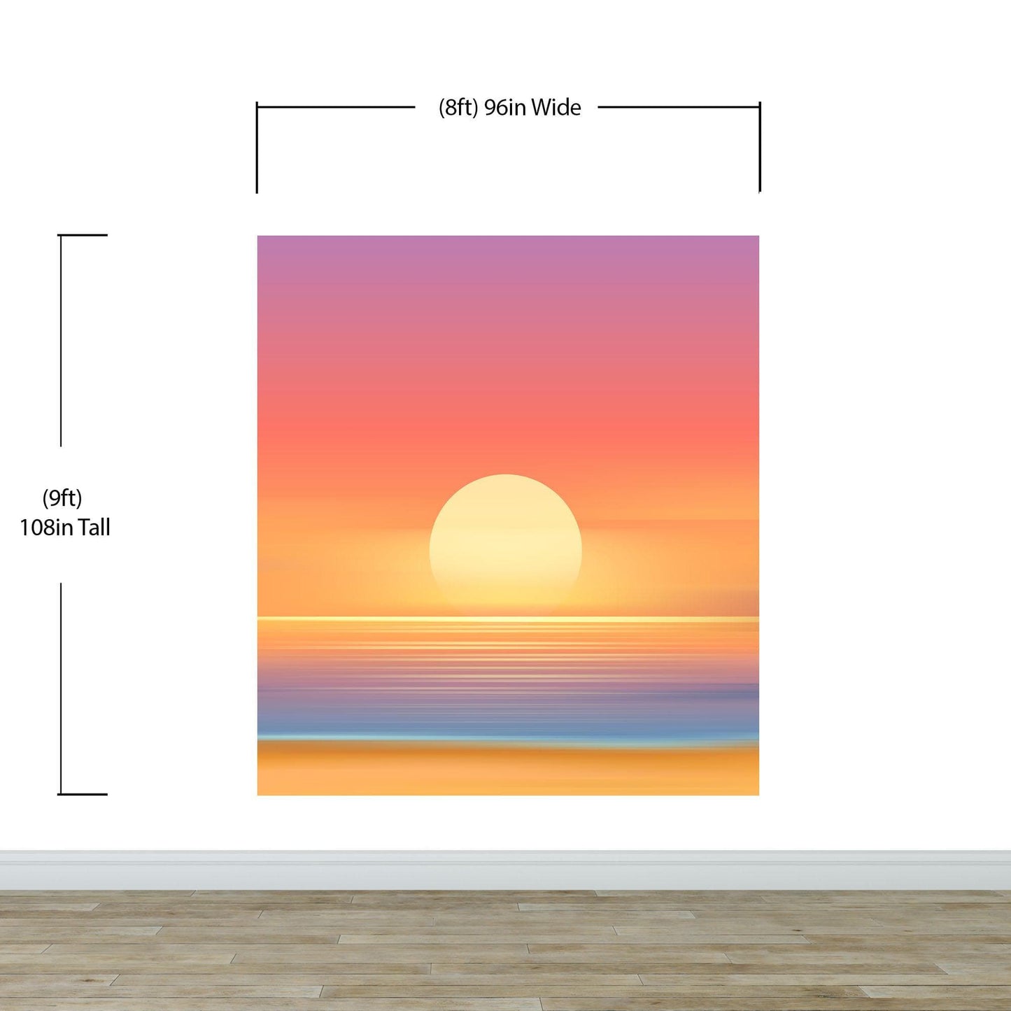 Orange Sunset Over Beach Wall Mural. Blurred Abstract Sunset Over Coastline. #6393