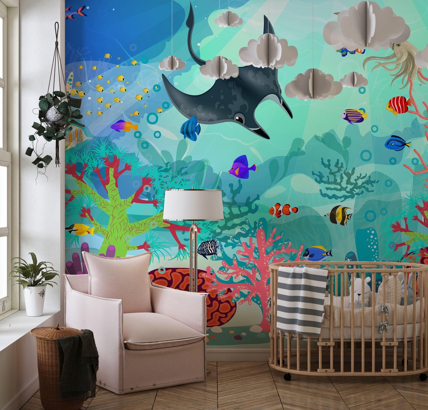 Aquarium Underwater Marine Sea Life Wall Mural. #6397