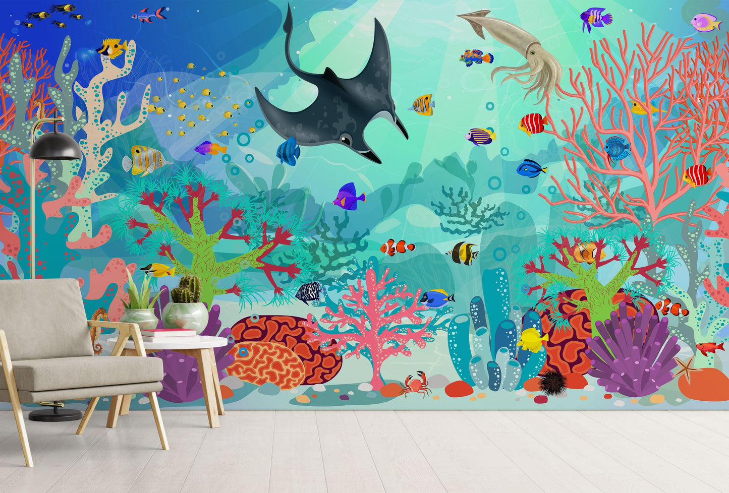 Aquarium Underwater Marine Sea Life Wall Mural. #6397