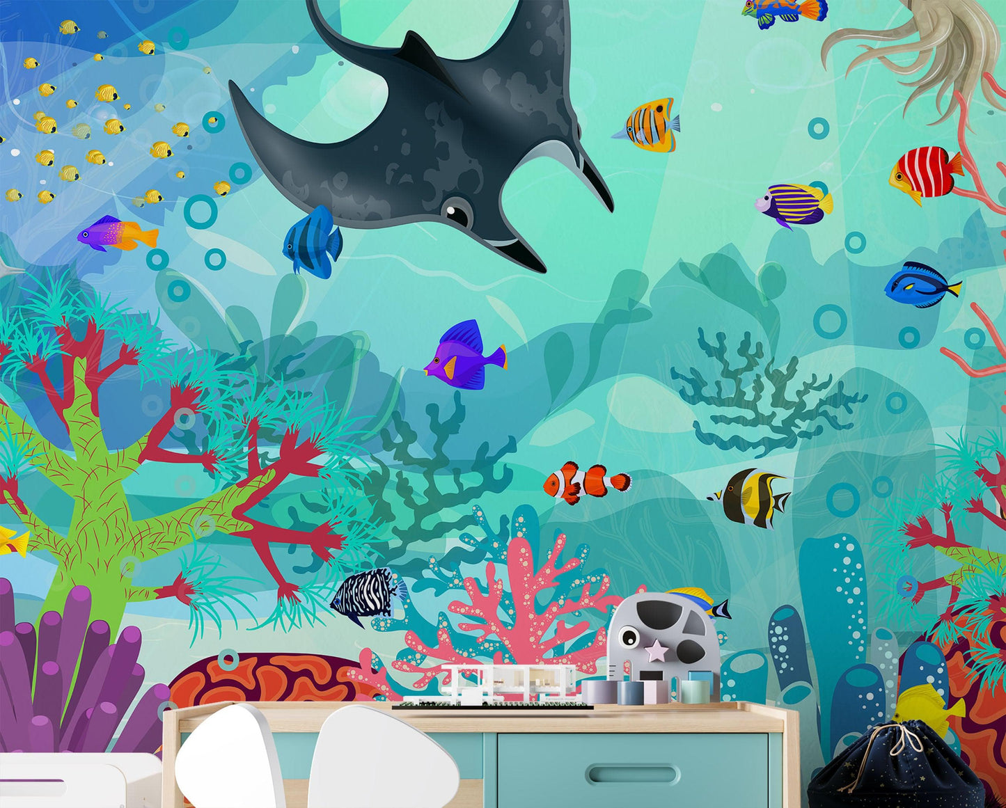 Aquarium Underwater Marine Sea Life Wall Mural. #6397