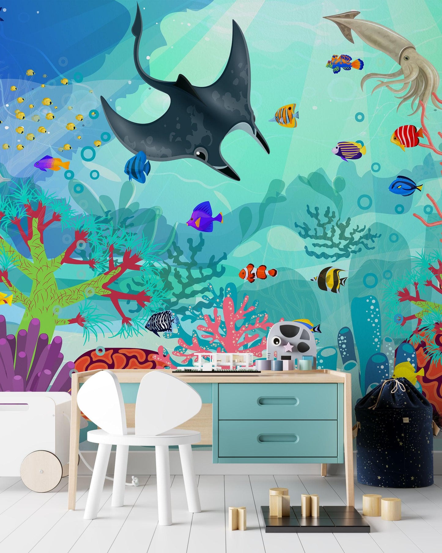 Aquarium Underwater Marine Sea Life Wall Mural. #6397