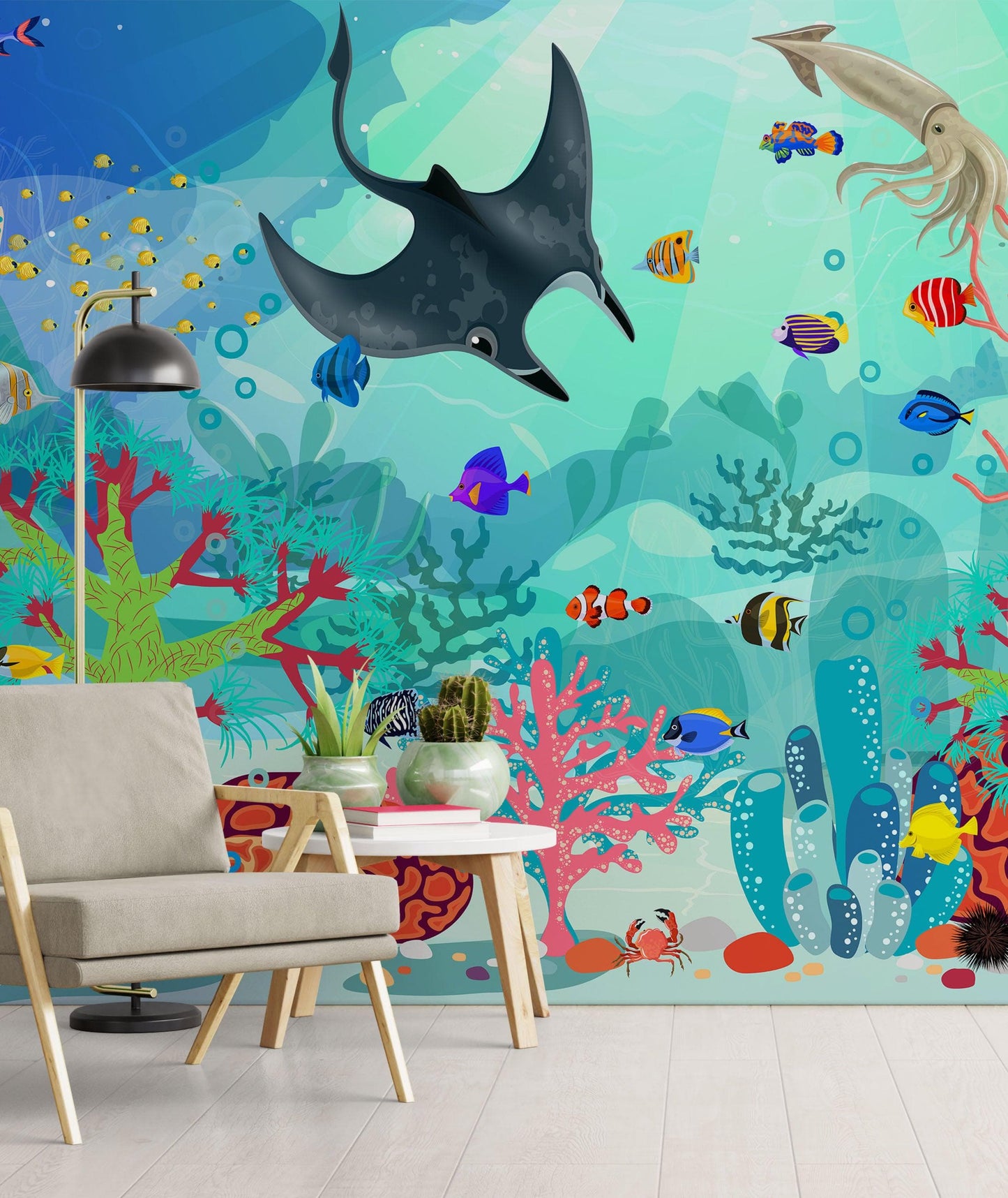 Aquarium Underwater Marine Sea Life Wall Mural. #6397