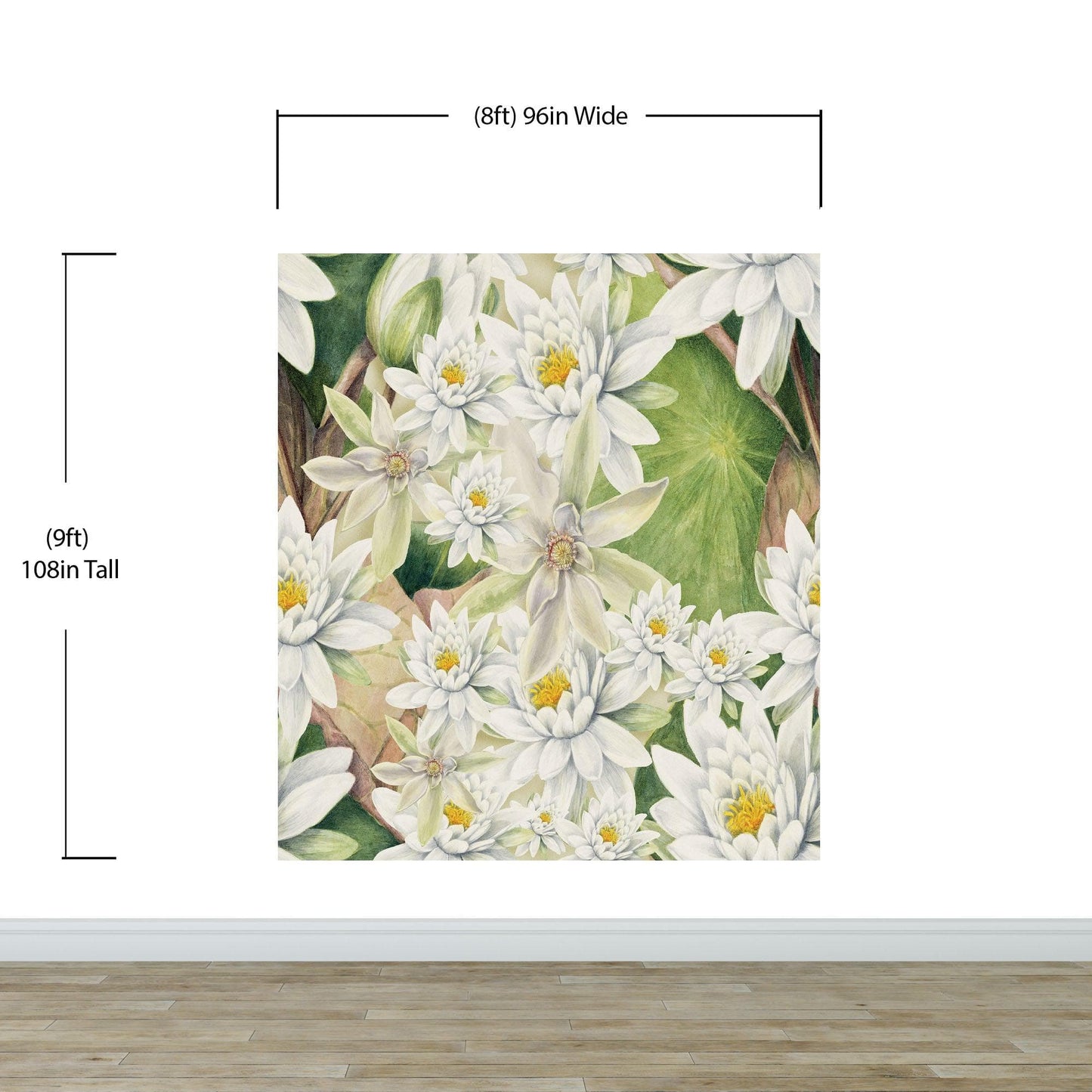 Botanical Flower Wall Mural. Color Pencil Artwork of Flower Garden Peel and Stick Wallpaper. Paradise Botanical Flowers and Leave Black Background. #6426