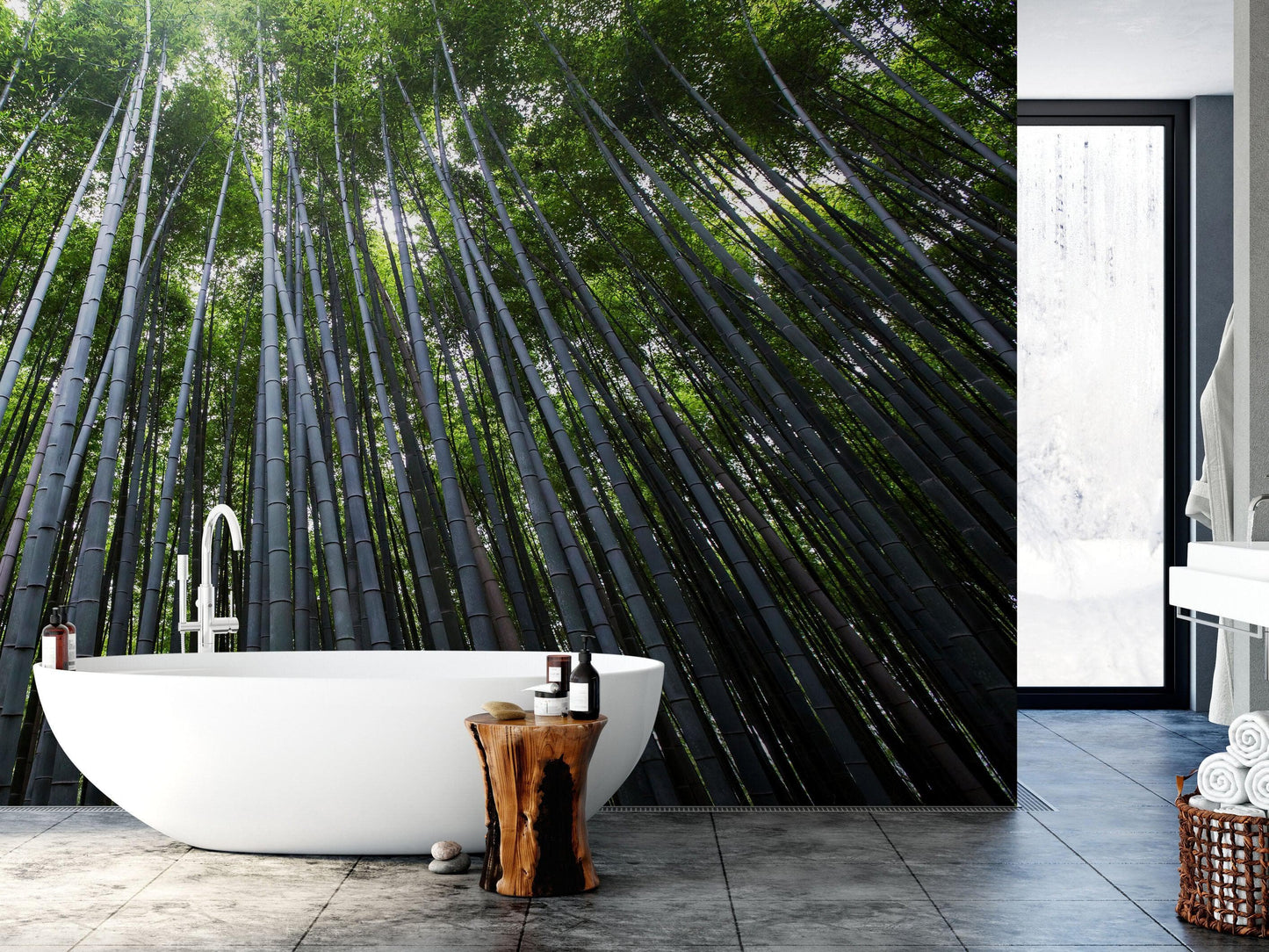 Tall Bamboo Tree Forest Wall Mural. Peaceful, Serenity, Zen Background Wallpaper. #6463