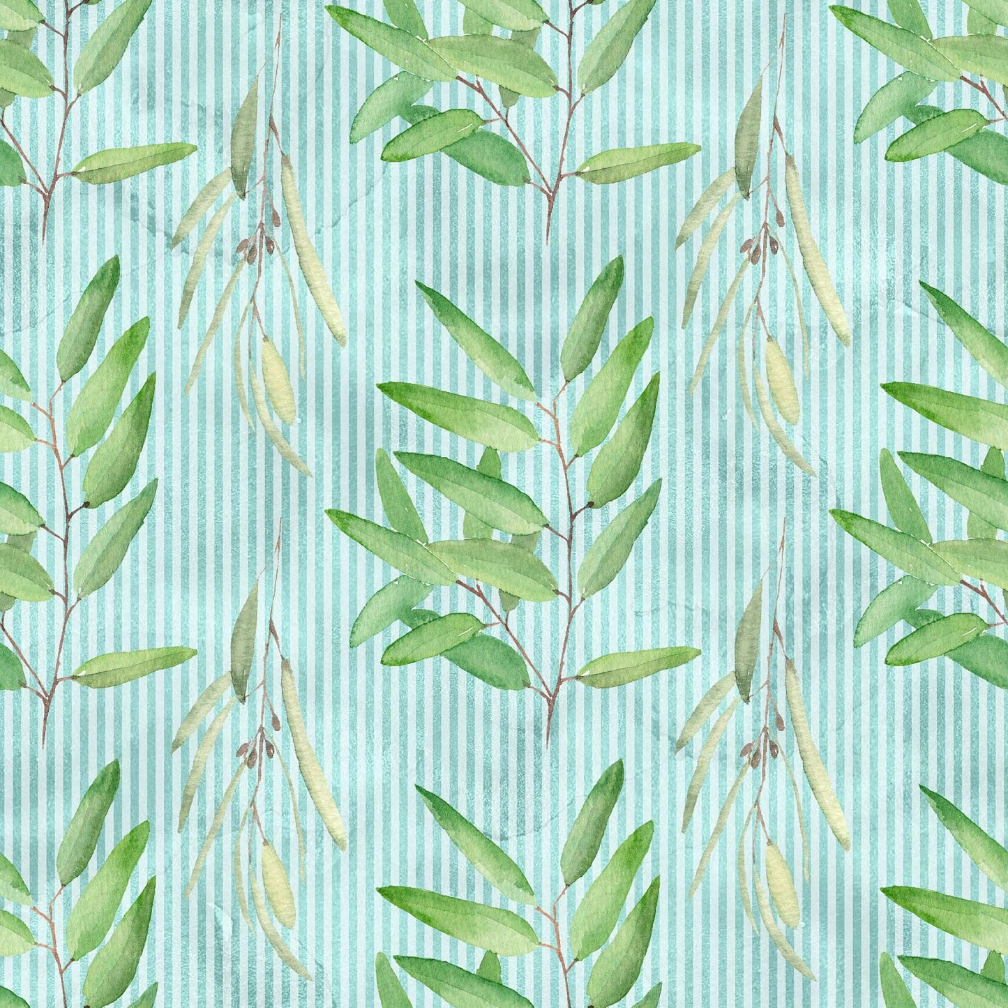 Eucalyptus Wallpaper. Farmhouse Decor Peel and Stick Wall Mural. Blue and Green Colors. #6482