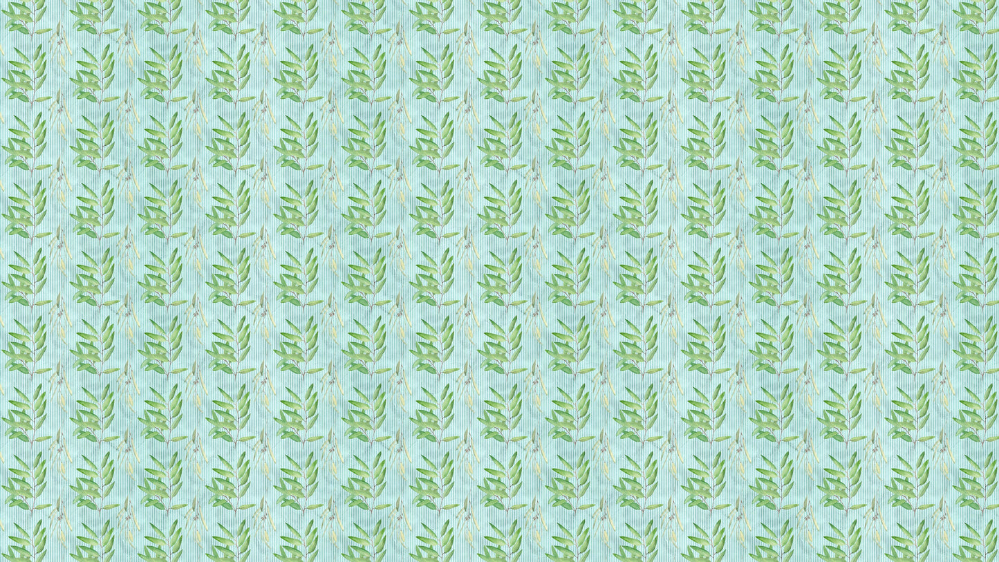 Eucalyptus Wallpaper. Farmhouse Decor Peel and Stick Wall Mural. Blue and Green Colors. #6482