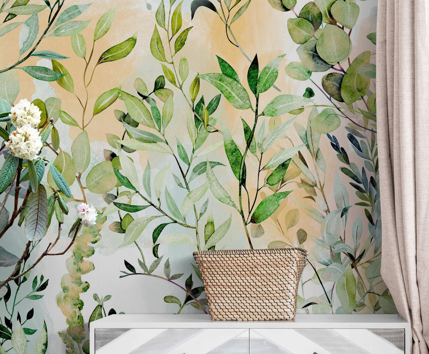 Eucalyptus Wallpaper in Pastel Color Watercolor. #6483