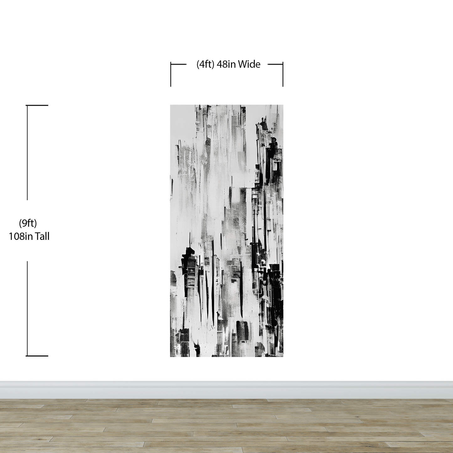 Black and White Urban City Wall Mural. Cyber Punk Cityscape. Minimalist Abstract Building Architect Wallpaper. #6487