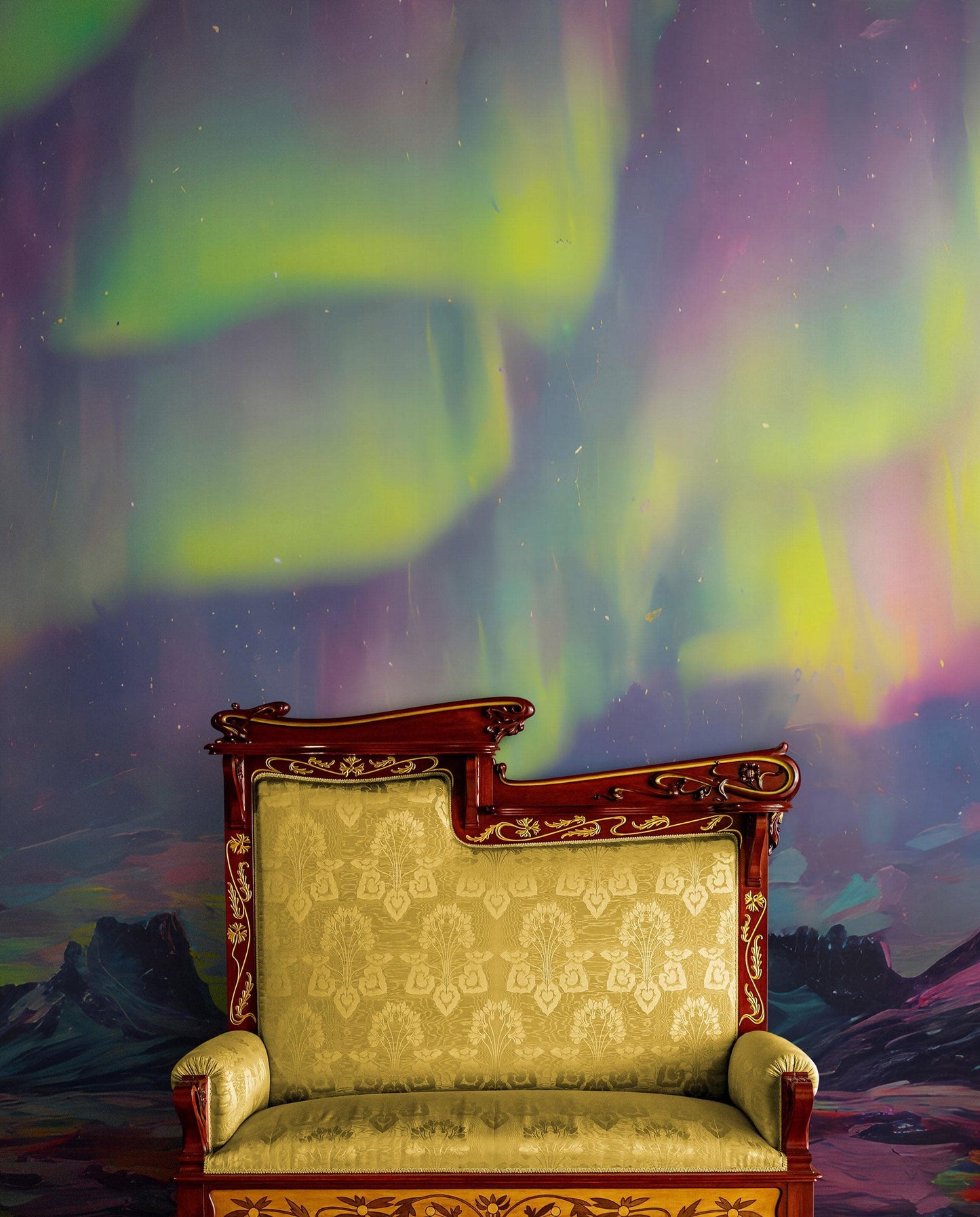 Aurora Borealis Wallpaper, Peel and Stick Wall Mural. Northern Lights Art Painting. Colorful Wallpaper. #6498