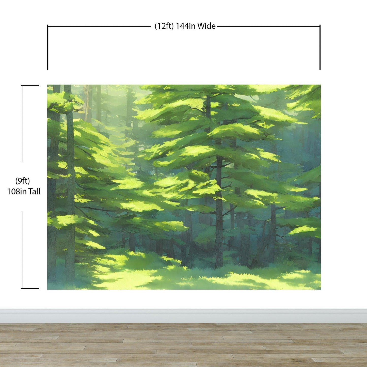 Evergreen Forest Wall Mural. Peel and Stick Wallpaper. #6502