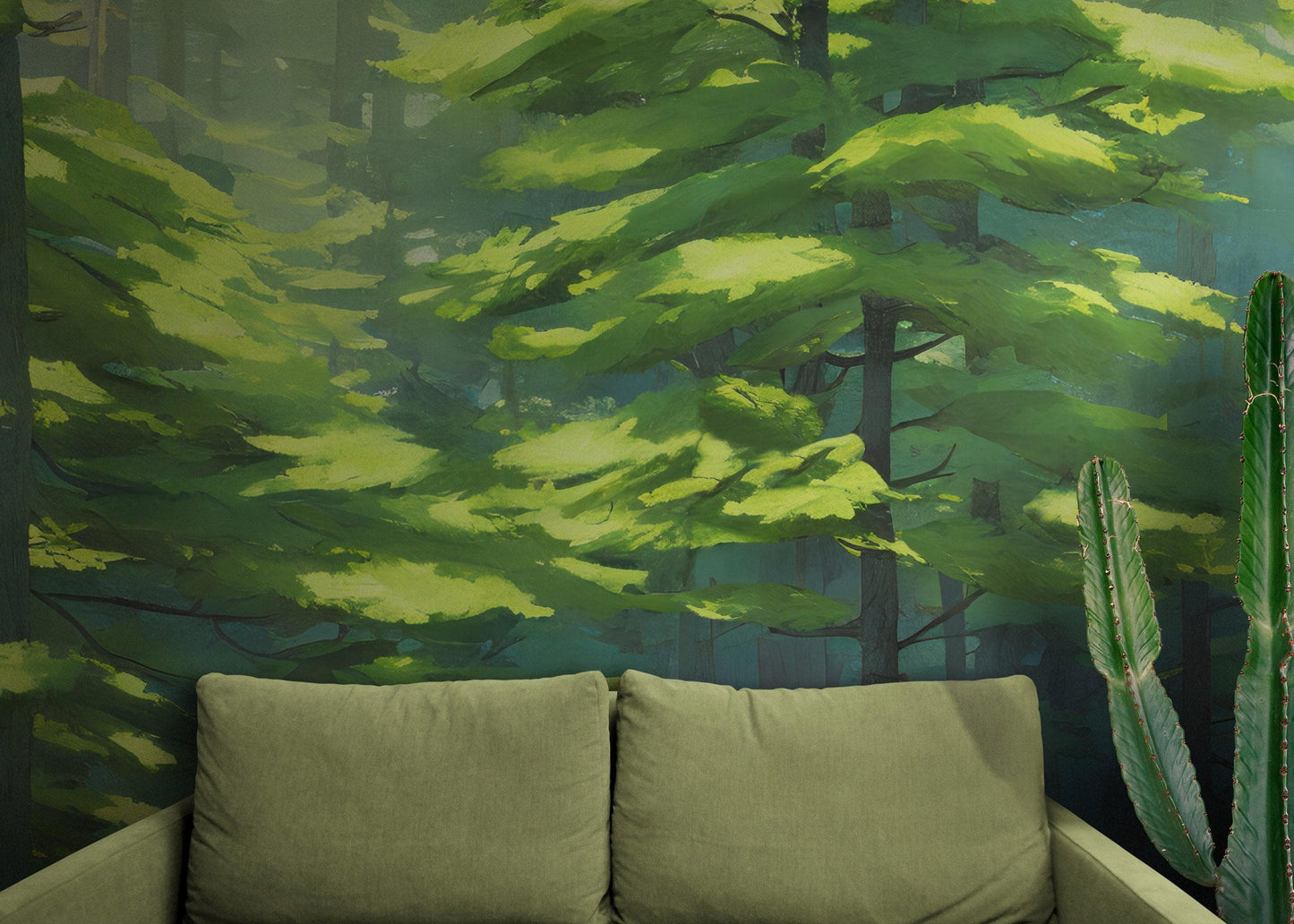 Evergreen Forest Wall Mural. Peel and Stick Wallpaper. #6502