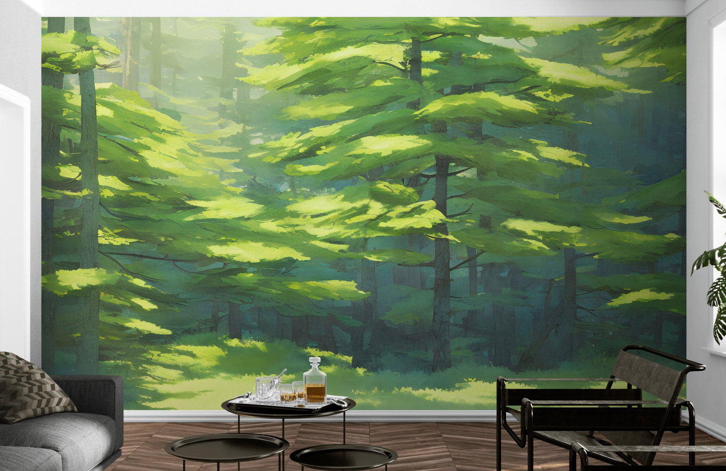 Evergreen Forest Wall Mural. Peel and Stick Wallpaper. #6502