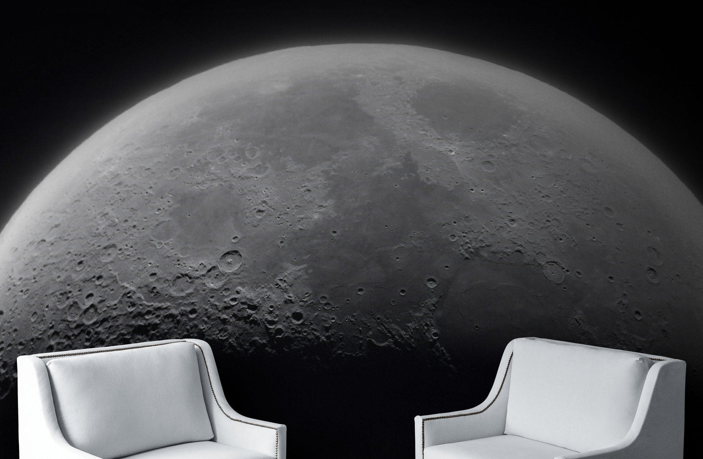 Moon Wallpaper. Black and White Wall Decor. #6532