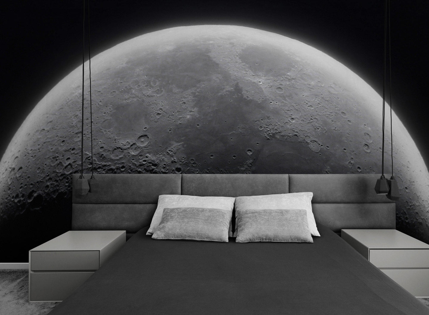 Moon Wallpaper. Black and White Wall Decor. #6532