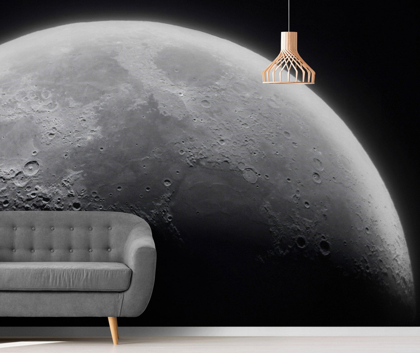 Moon Wallpaper. Black and White Wall Decor. #6532