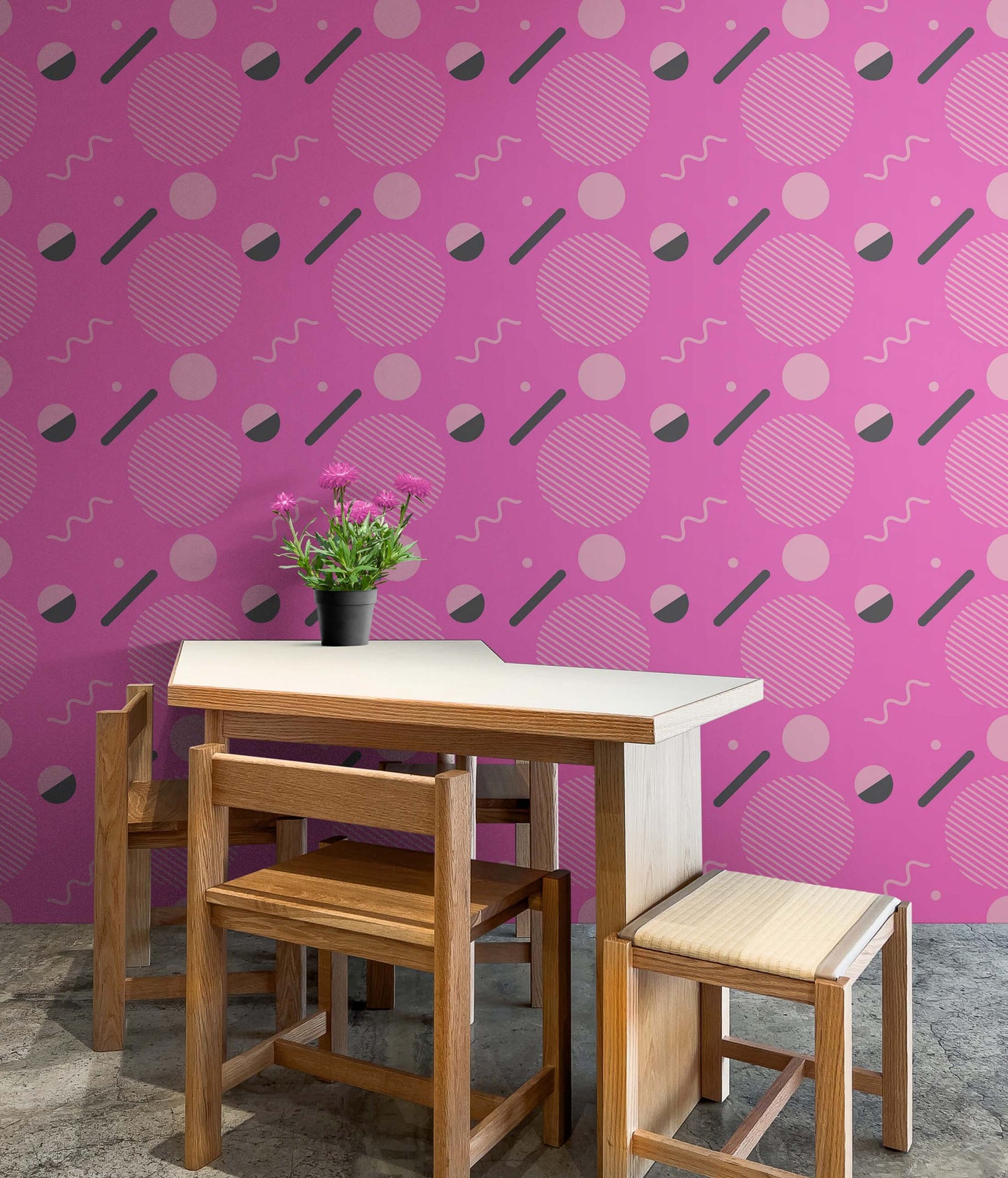 80's Wallpaper Neon Pink. 90’s Vintage Pink Memphis Wallpaper. I Love 80s. #6539