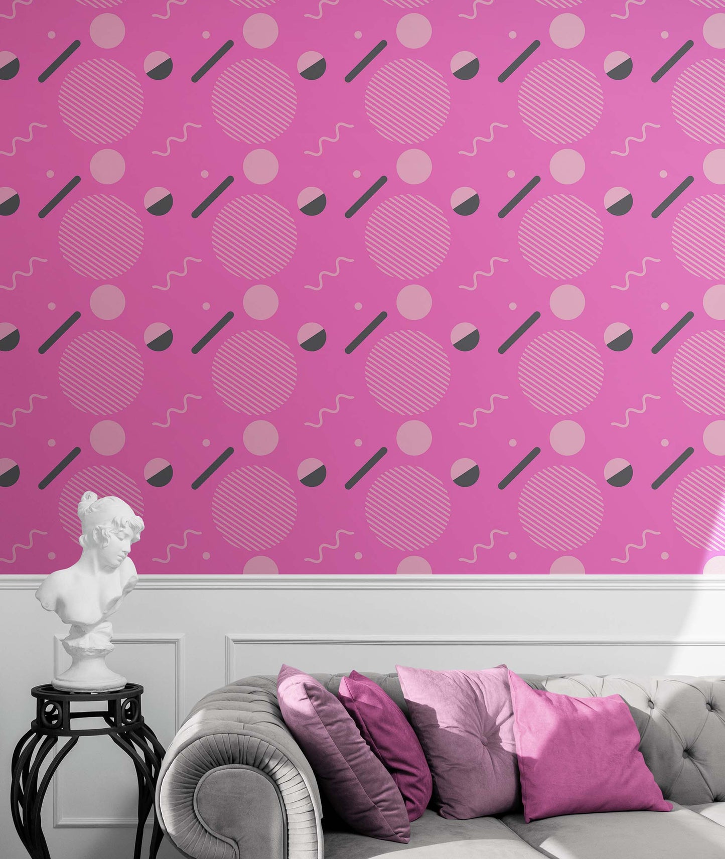 80's Wallpaper Neon Pink. 90’s Vintage Pink Memphis Wallpaper. I Love 80s. #6539