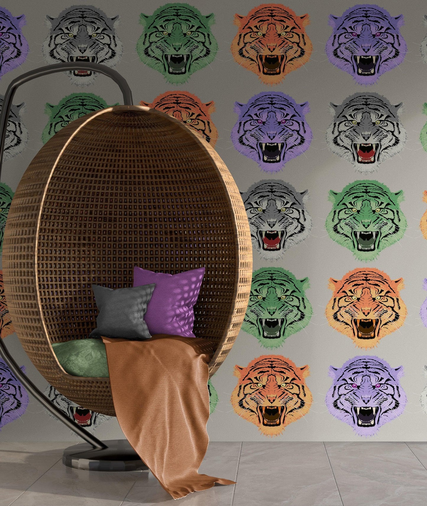 Asian Tiger Wallpaper Peel and Stick Wall Mural. #6573