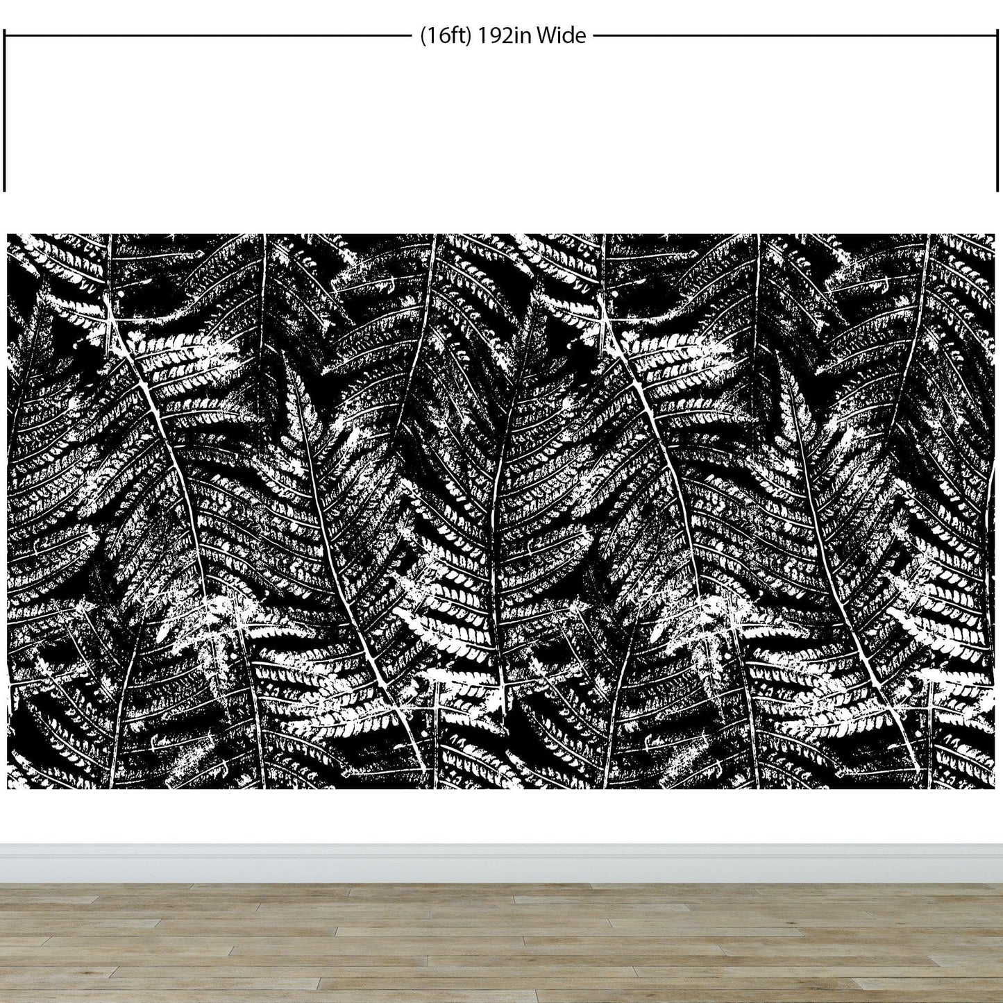 Black and White Fern Botanical Wallpaper. Peel and Stick Mural. #6579